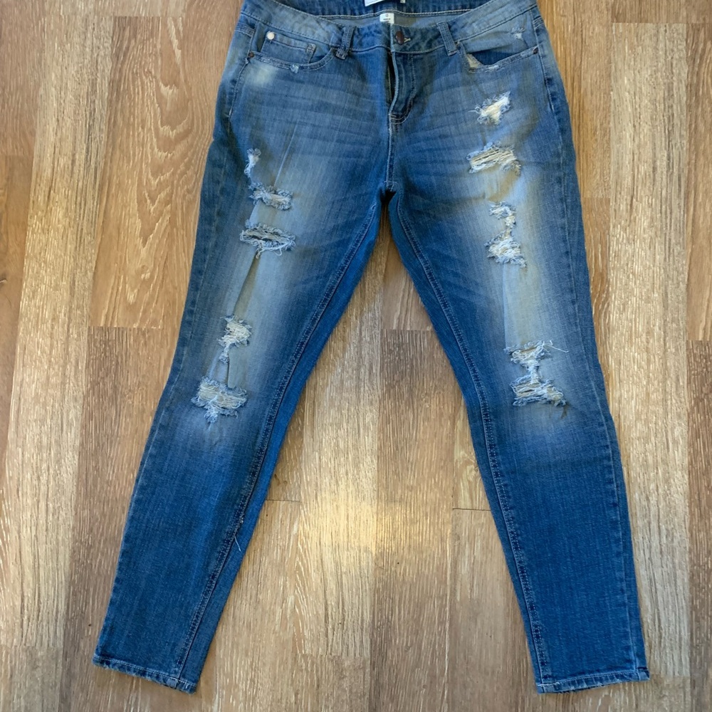 Distressed Blue Jeans